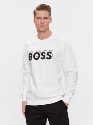 Laza szabású pulóver Boss fehér