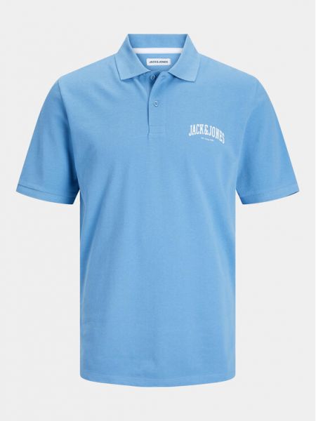 Тениска с копчета Jack&jones синьо
