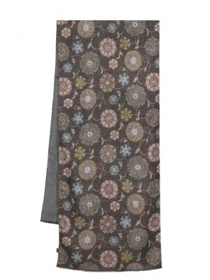 Fular de mătase cu model floral cu imagine Kiton maro