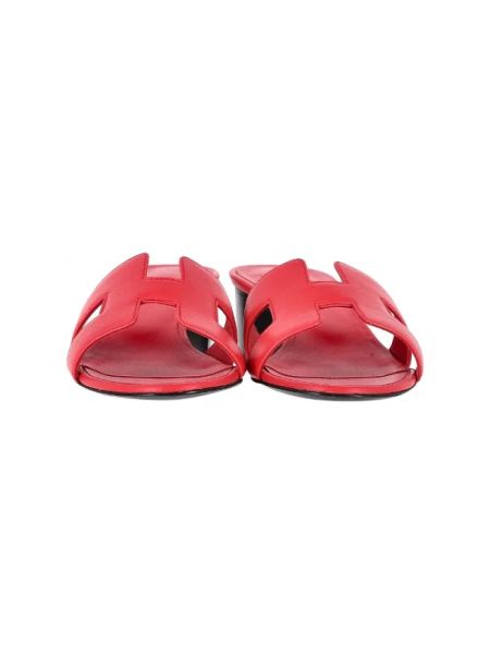 Sandalias de tiras de cuero Hermès rojo