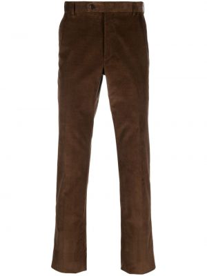 Aksamitne proste spodnie Brioni brązowe