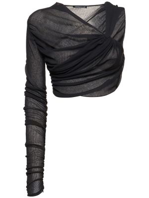 Top de algodón de tela jersey drapeado Andreadamo negro