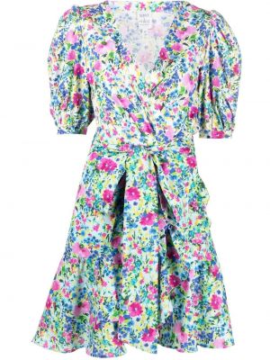 Obleka s cvetličnim vzorcem s potiskom z v-izrezom Sara Roka