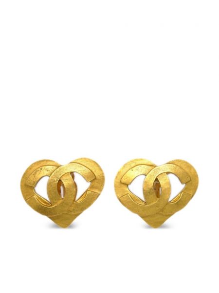 Prisegami auskarai su širdelėmis Chanel Pre-owned auksinė