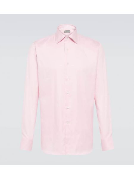 Βαμβακερό πουκάμισο Canali ροζ
