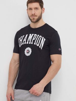 Koszulka bawełniana z nadrukiem Champion czarna