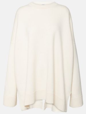 Oversized kašmírový sveter Loewe biela