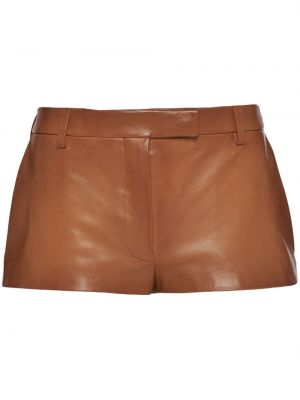 Leder low waist shorts Prada braun