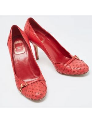 Czółenka skórzana na obcasie Dior Vintage czerwona