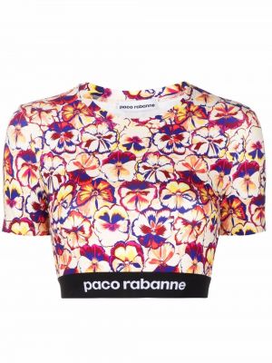 Trykt floral crop top Paco Rabanne blå