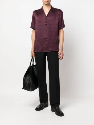 Chemise en soie avec manches courtes Saint Laurent violet