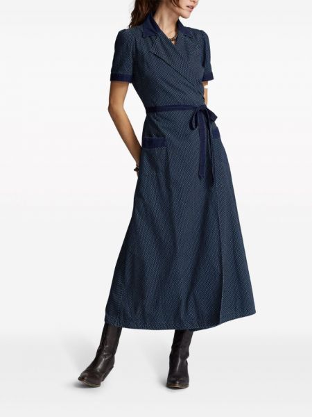 Taškuotas džinsinė suknelė Ralph Lauren Rrl mėlyna