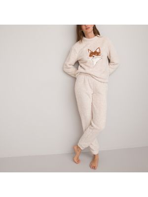 Pijama con bordado de cuero de punto La Redoute Collections beige