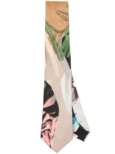 Svilena kravata s printom Paul Smith smeđa