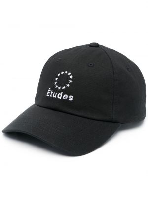 Памучна шапка с козирки бродирана Etudes черно