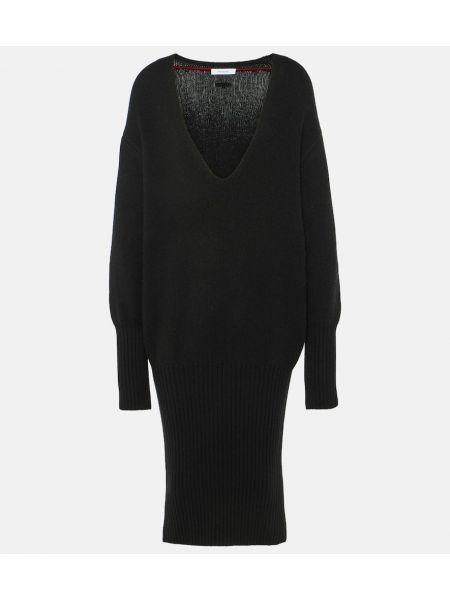 Kašmírový midi šaty Ferragamo čierna