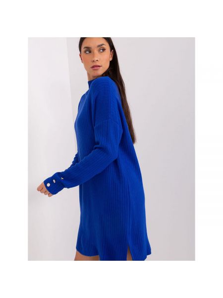 Pletené pletené pruhované šaty Fashionhunters modré