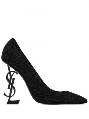 Полуотворени обувки с ток Saint Laurent черно