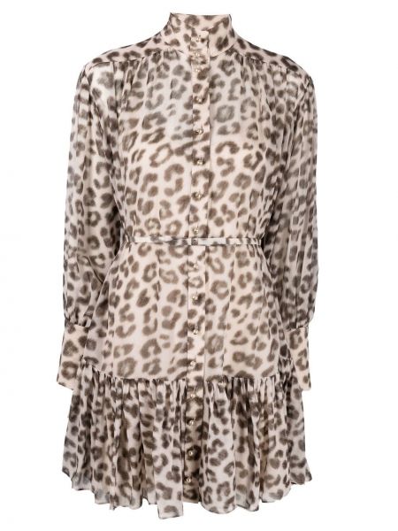 Leopardí mini šaty s potiskem Zimmermann hnědé
