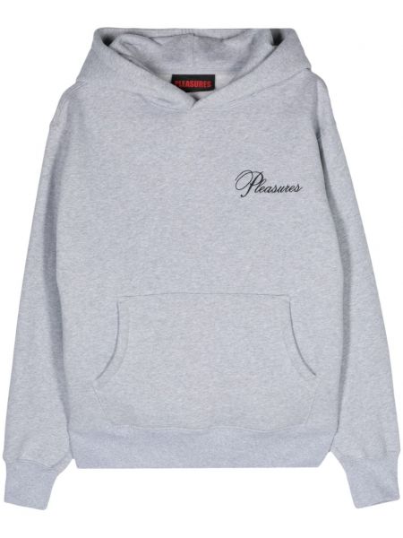 Pamučna hoodie s kapuljačom Pleasures siva
