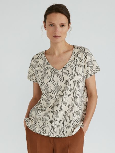 Camiseta con estampado manga corta con estampado geométrico Woman El Corte Inglés blanco