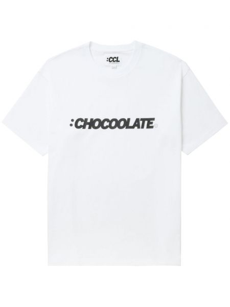 Bombažna majica s potiskom Chocoolate bela