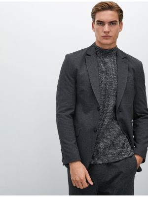 Пиджак на пуговицах с карманами Koton серый