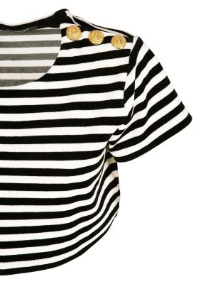 Pruhovaná bavlnená zamatová košeľa Balmain čierna