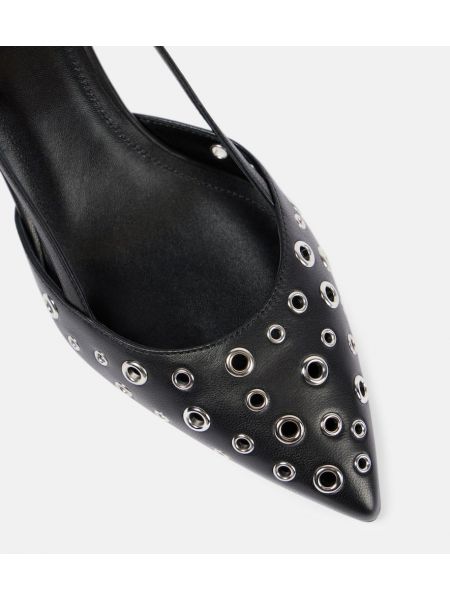 Кожени полуотворени обувки с отворена пета Isabel Marant черно