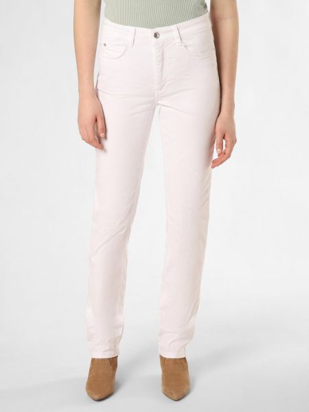Jeansy bawełniane Mac białe