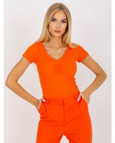 Bluză cu mâneci scurte Fashionhunters portocaliu