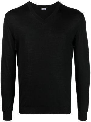 Kašmírový hodvábny sveter s výstrihom do v Malo čierna