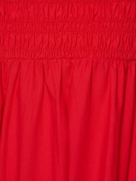 Sukienka długa bawełniana Ganni czerwona