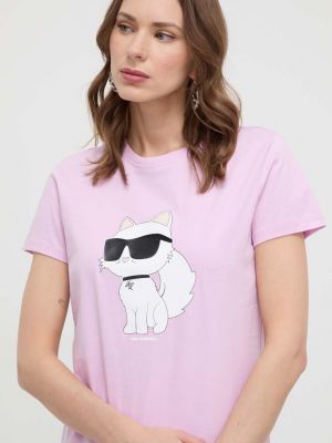 Koszulka bawełniana Karl Lagerfeld różowa