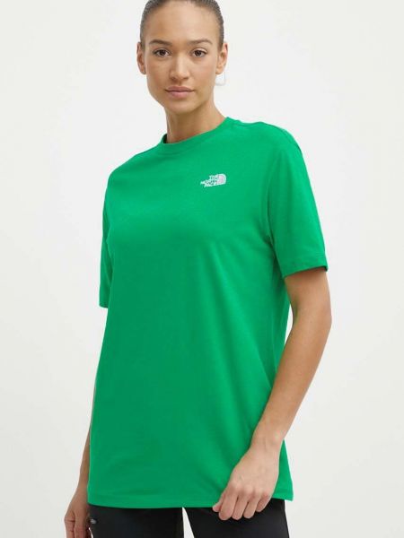 Oversized bombažna majica The North Face zelena
