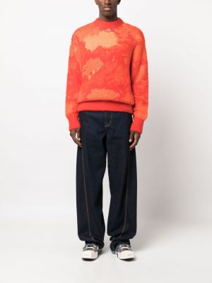 Dzianinowy sweter żakardowy Feng Chen Wang pomarańczowy