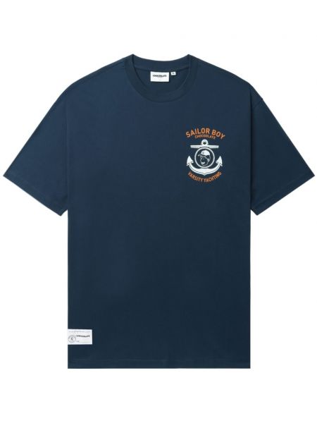 Βαμβακερή μπλούζα με σχέδιο Chocoolate μπλε