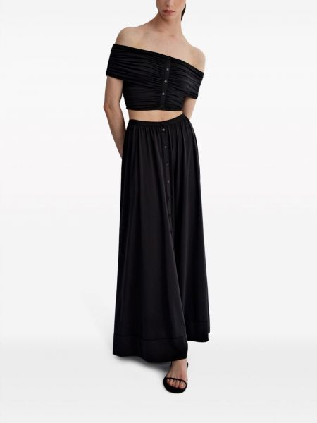 Plisované dlouhá sukně s knoflíky 12 Storeez černé