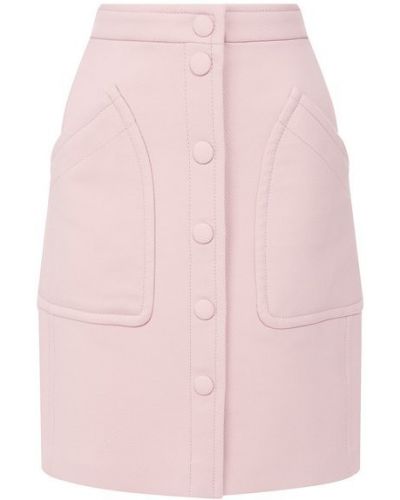 Шелковая шерстяная юбка Bottega Veneta розовая
