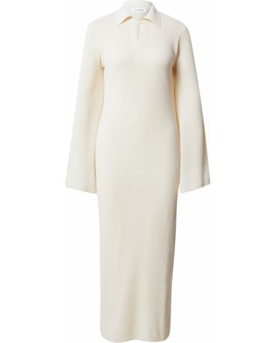 Pletené pletené vlnené šaty Soulland biela