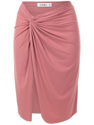 Štěrbina asymetrické sukně s vysokým pasem Amir Slama - růžová