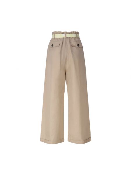 Pantalones de lino de algodón Pinko beige