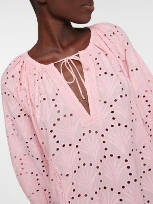 Βαμβακερή φόρεμα με κέντημα Melissa Odabash ροζ