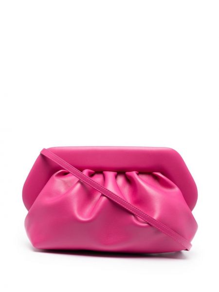 Lær clutch Themoirè rosa