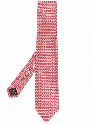 Corbata de seda con estampado Salvatore Ferragamo rojo