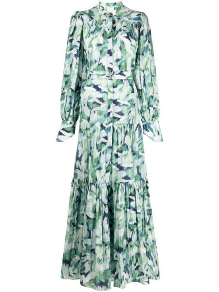 Rochie lunga cu imagine Acler verde