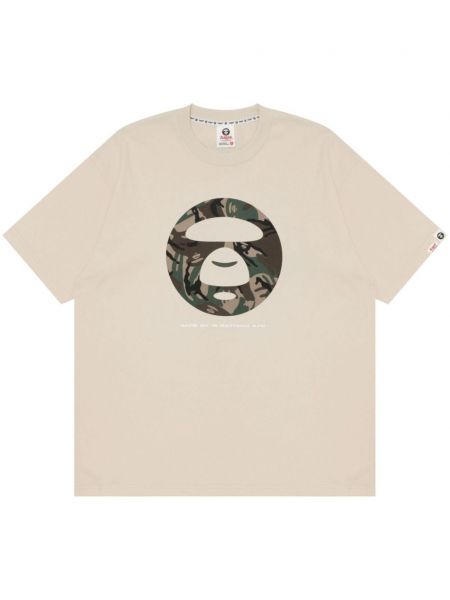 Βαμβακερή μπλούζα με σχέδιο Aape By *a Bathing Ape® μπεζ
