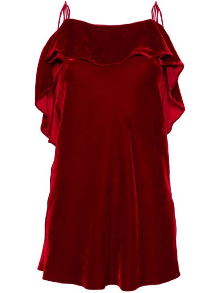 Кадифена коктейлна рокля Pnk червено