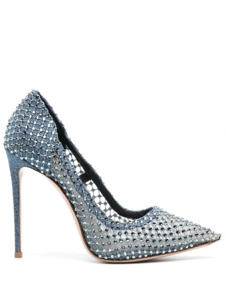 Полуотворени обувки с кристали Le Silla синьо