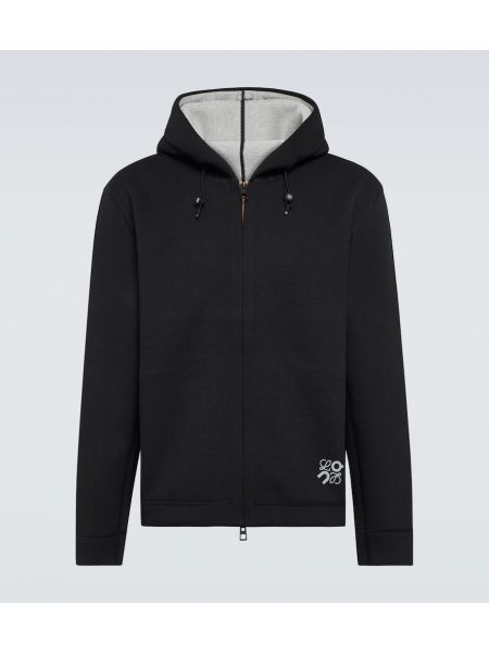 Hoodie s kapuljačom od jersey Loewe crna